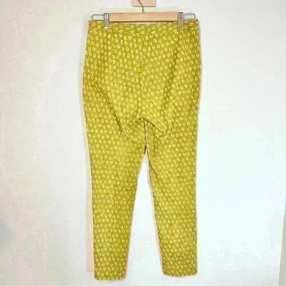 ZARA | Women’s Basic Mustard Yellow Feather Print Ankle Pant | Size Medium - Picture 6 of 10